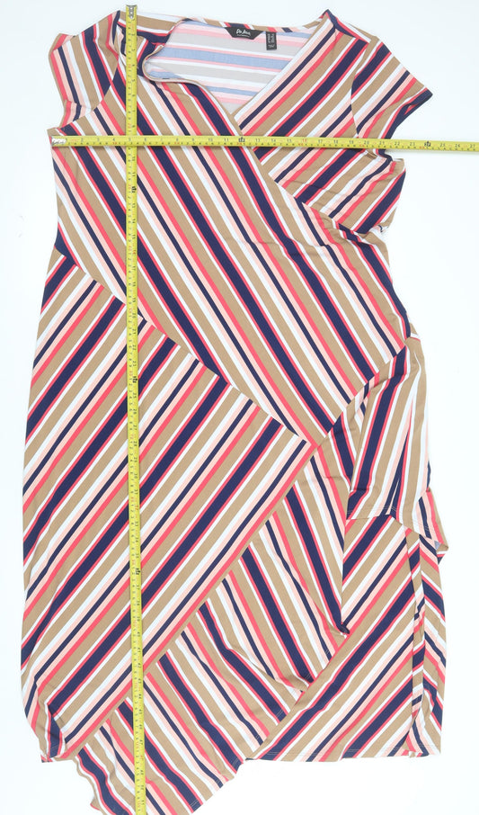 Du Jour Women’s Multicoloured Striped A-Line Midi Dress Size 2XL