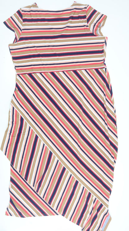 Du Jour Women’s Multicoloured Striped A-Line Midi Dress Size 2XL