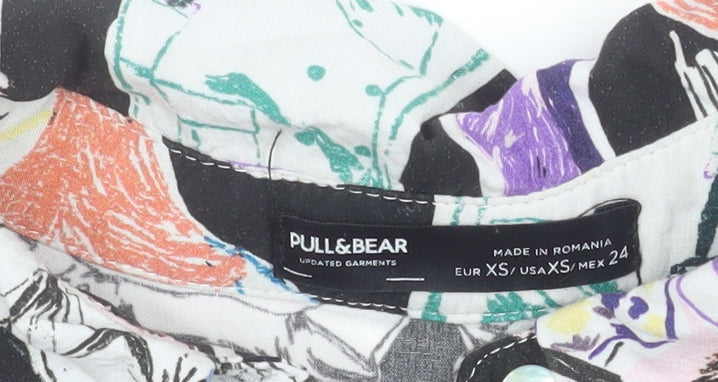 Pull & Bear Women's Multicoloured XS Cropped Button-Up Shirt