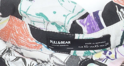 Pull & Bear Women's Multicoloured XS Cropped Button-Up Shirt