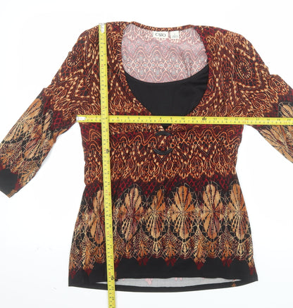 Cato Women’s Multicoloured V-Neck 3/4 Sleeve Tunic Blouse S