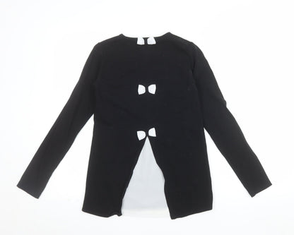 A Dee Girls Black Long Sleeve Tunic Top with Bow Detail Size 12 Years