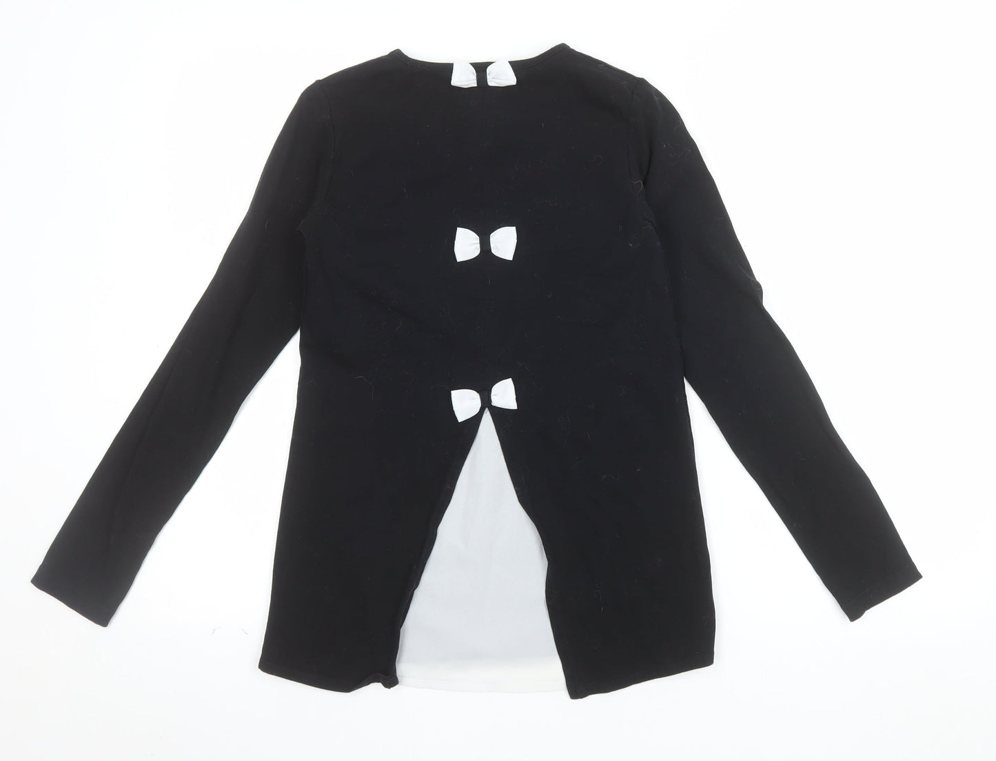 A Dee Girls Black Long Sleeve Tunic Top with Bow Detail Size 12 Years