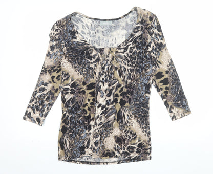 Wallis Women's Multicoloured Animal Print 3/4 Sleeve Tunic Top Size 12