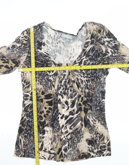 Wallis Women's Multicoloured Animal Print 3/4 Sleeve Tunic Top Size 12