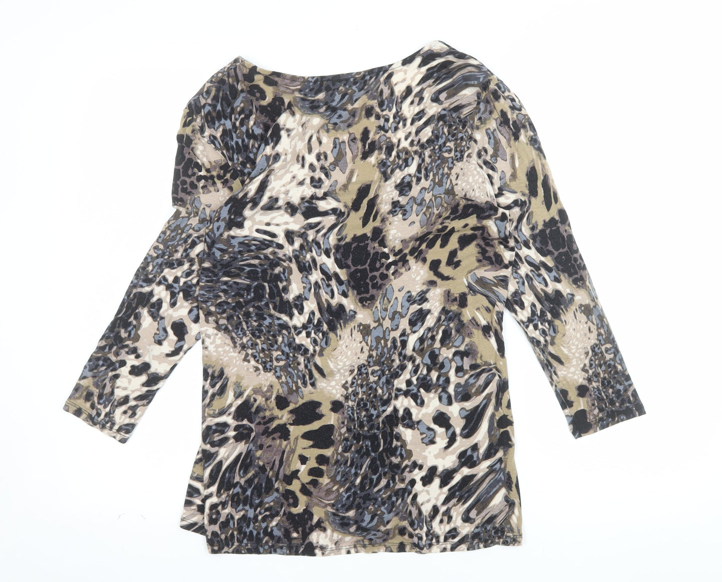 Wallis Women's Multicoloured Animal Print 3/4 Sleeve Tunic Top Size 12