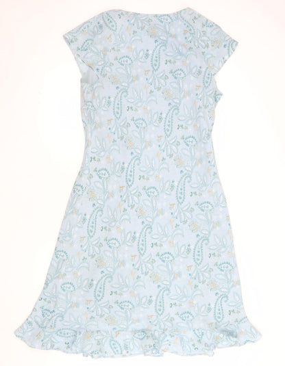 Variations Women Blue Paisley Shift Dress Size 18 Short Sleeve