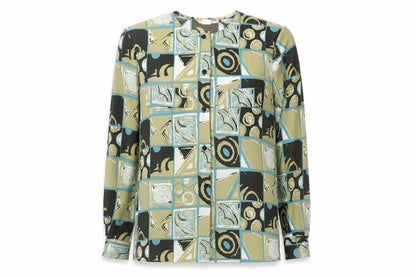 Silk Studio 5th Ave. Women's Multicoloured Geometric Silk Blouse Size M