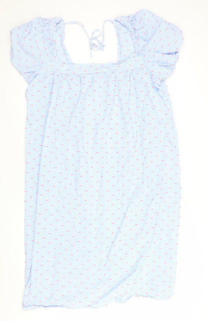 Marks and Spencer Women Blue Size 24 Smocked Cotton Dress