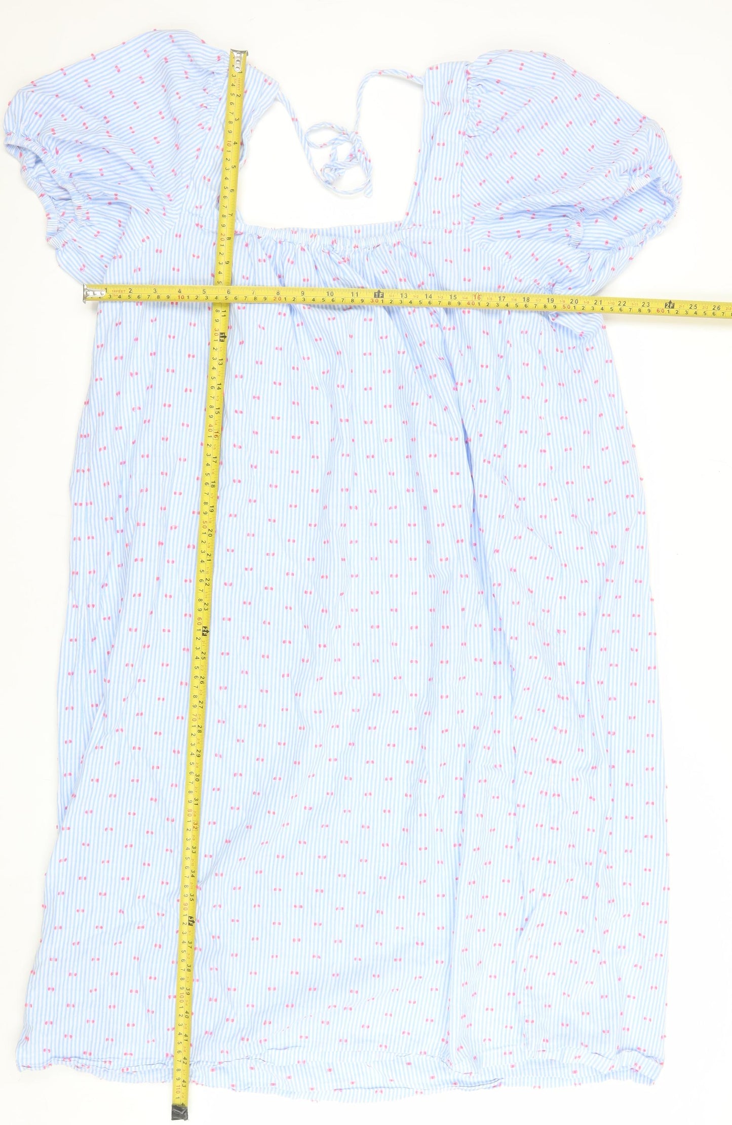 Marks and Spencer Women Blue Size 24 Smocked Cotton Dress