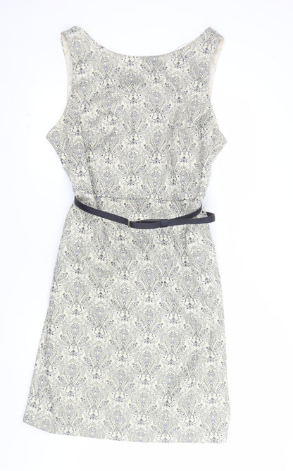Monsoon Women Beige Geometric Sleeveless Sheath Dress Size 20