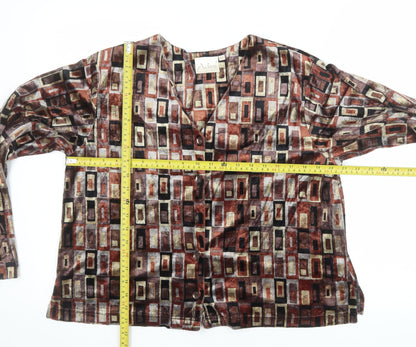 Adini Women’s Multicoloured Geometric Viscose Velvet Button-Up L Tunic Top