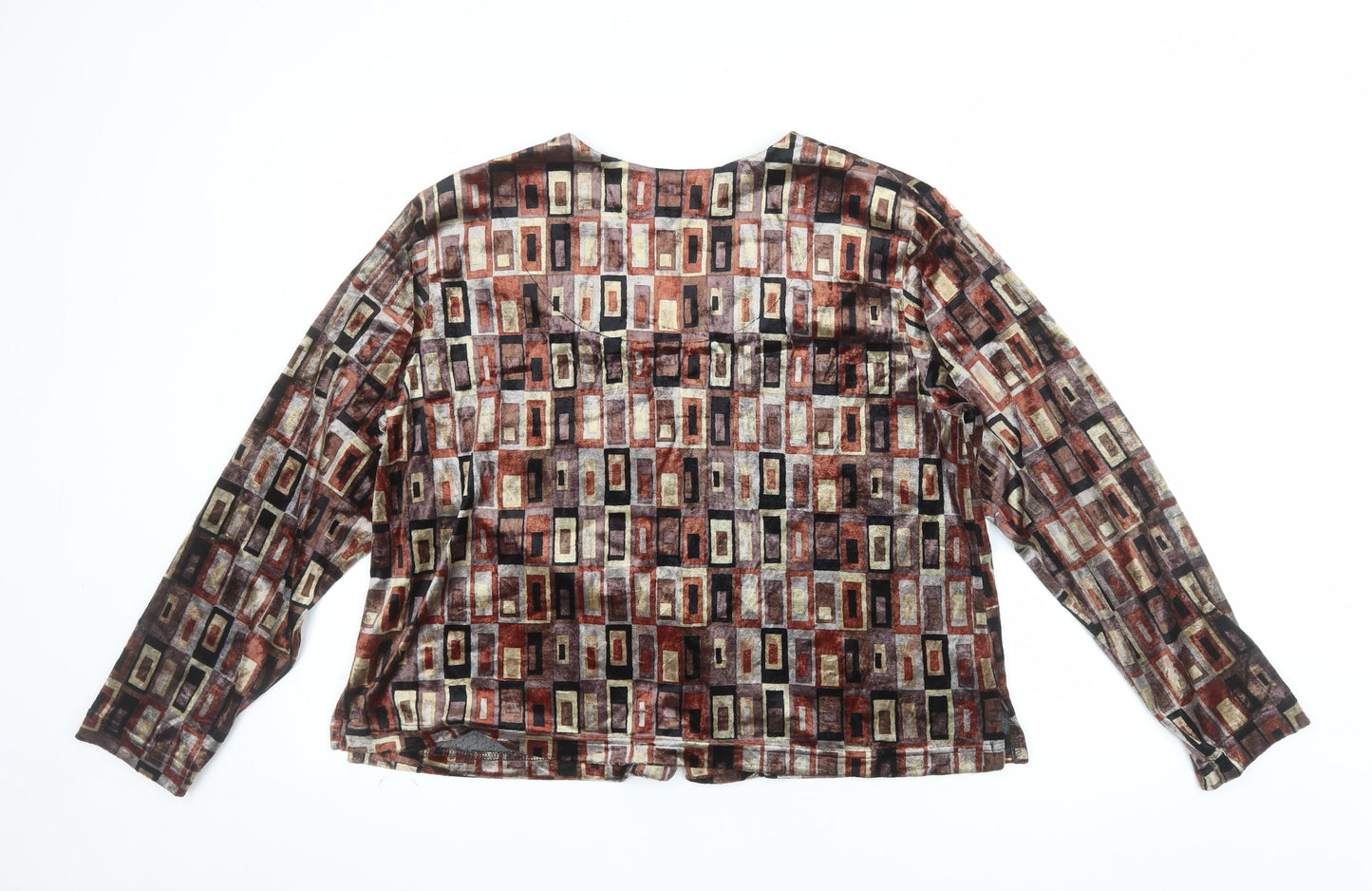 Adini Women’s Multicoloured Geometric Viscose Velvet Button-Up L Tunic Top