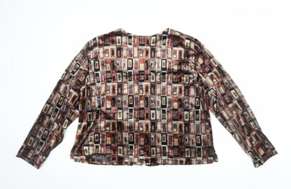 Adini Women’s Multicoloured Geometric Viscose Velvet Button-Up L Tunic Top