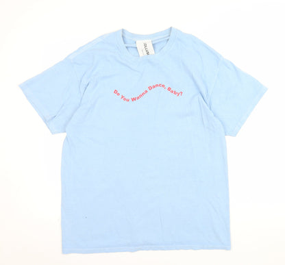 COLLUSION Men’s Blue Graphic Quote Cotton T-Shirt Size M
