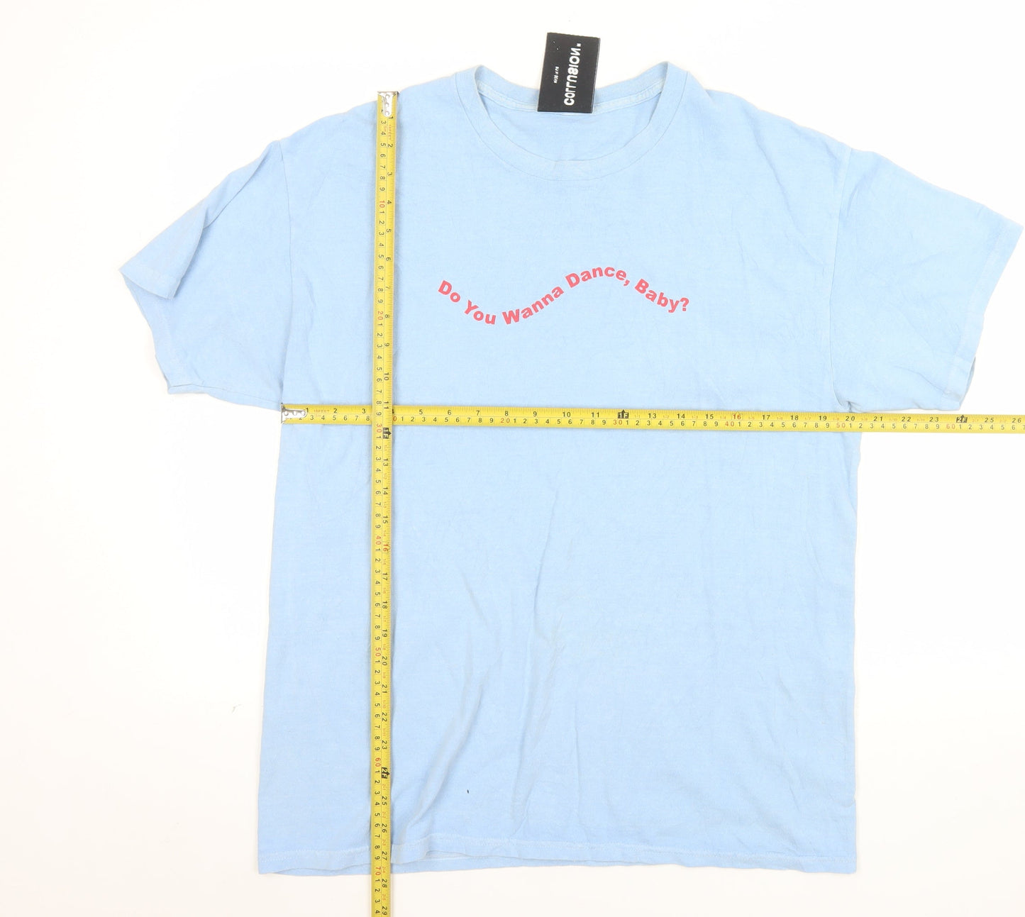COLLUSION Men’s Blue Graphic Quote Cotton T-Shirt Size M