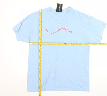 COLLUSION Men’s Blue Graphic Quote Cotton T-Shirt Size M