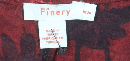 Finery Women's Red Floral A-Line Midi Satin Skirt Size 20