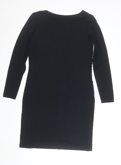 Olsen Womens Blue Graphic Shift Dress Size 12 Long Sleeve