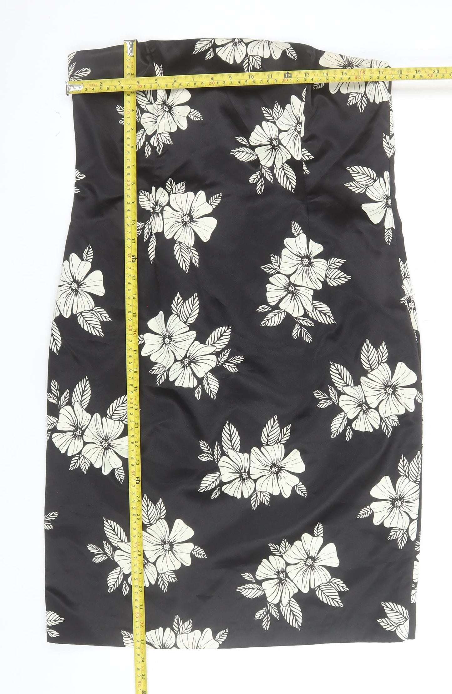 Principles Women’s Black Floral Strapless Bodycon Dress Size 16
