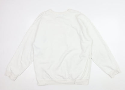 boohooMAN Unisex White Chicago Graphic Pullover Sweatshirt Size M
