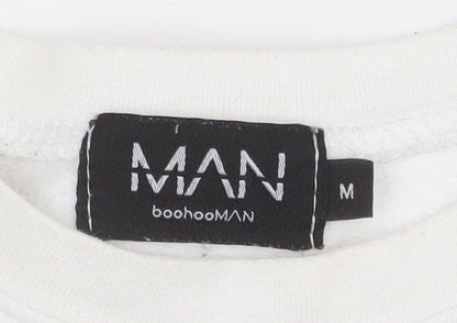 boohooMAN Unisex White Chicago Graphic Pullover Sweatshirt Size M