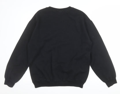 Topman Men's Black Art Face Embroidered Sweatshirt Size S Regular Fit