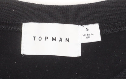 Topman Men's Black Art Face Embroidered Sweatshirt Size S Regular Fit