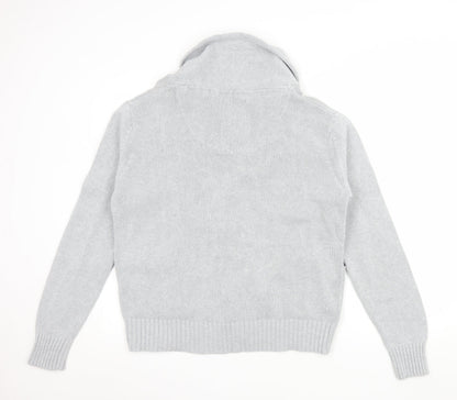 Brave Soul Men’s Grey Cotton Knit Cardigan L Casual Shawl Collar