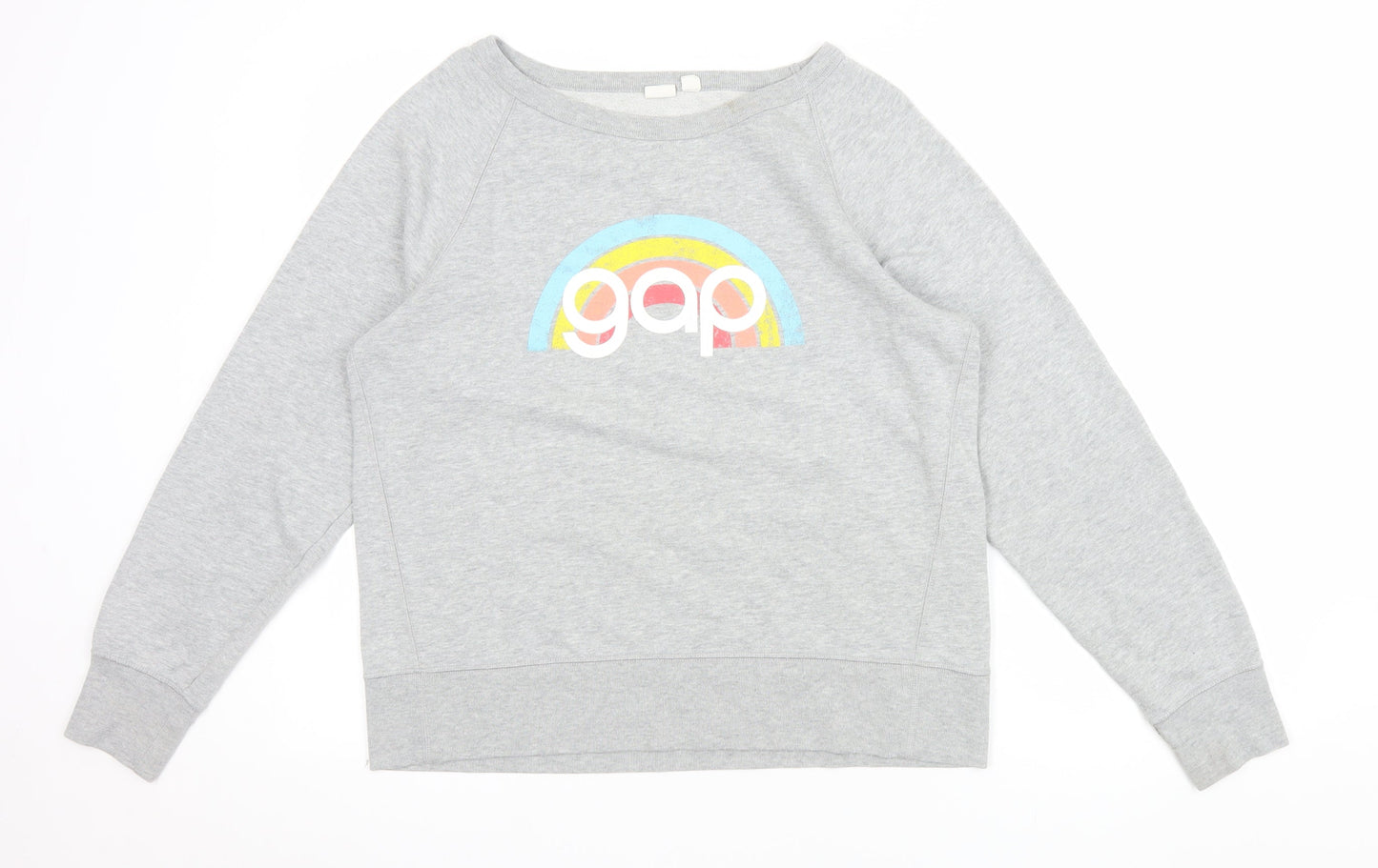 GAP Women Grey Logo Rainbow Pullover Sweatshirt M