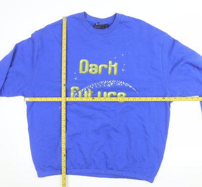 ASOS DESIGN Men's Blue Graphic 'Dark Future' Sweatshirt Size L