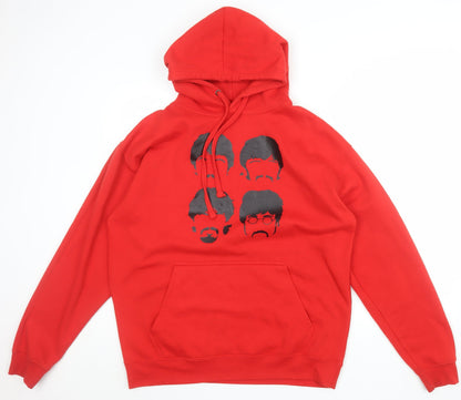 Club Classic Men's Red Pullover Hoodie Size L Graphic Print Cotton Blend