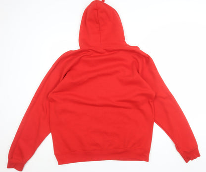 Club Classic Men's Red Pullover Hoodie Size L Graphic Print Cotton Blend