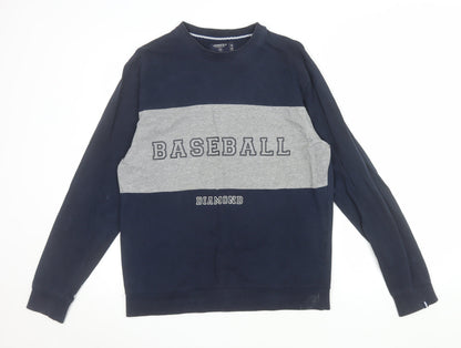 Springfield Men's Blue Cotton Baseball Graphic Pullover Sweatshirt M