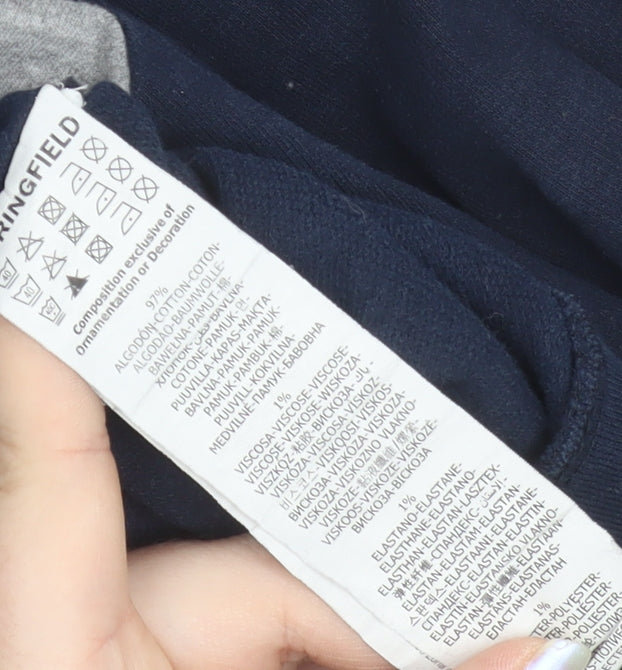 Springfield Men's Blue Cotton Baseball Graphic Pullover Sweatshirt M