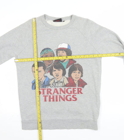 Stranger Things Unisex Grey XS Pullover Sweatshirt Graphic Print