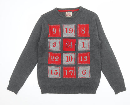 Its Cold Outside Men's Grey Christmas Crew Neck Jumper M
