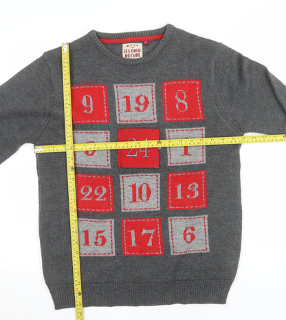 Its Cold Outside Men's Grey Christmas Crew Neck Jumper M
