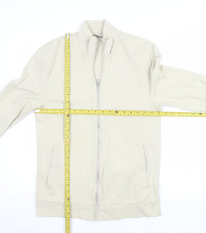 ASOS Men Beige Full Zip Sweatshirt Medium High Neck Cotton Blend