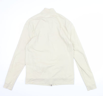 ASOS Men Beige Full Zip Sweatshirt Medium High Neck Cotton Blend
