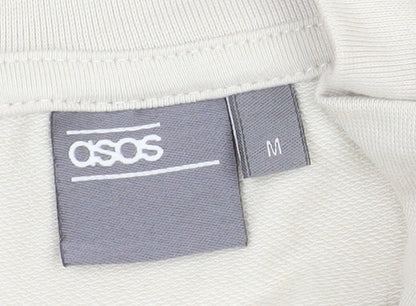 ASOS Men Beige Full Zip Sweatshirt Medium High Neck Cotton Blend