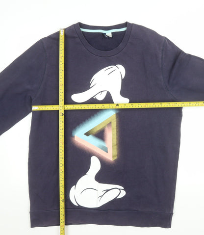 H&M Men Blue Disney Cartoon Graphic Print XL Pullover Sweatshirt