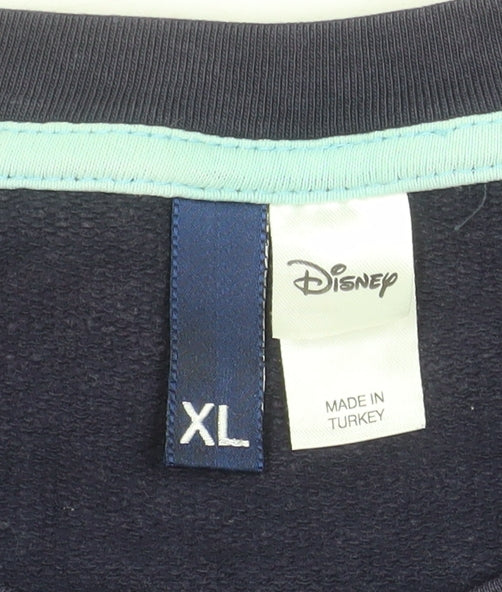 H&M Men Blue Disney Cartoon Graphic Print XL Pullover Sweatshirt