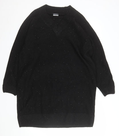 Beloved Women Black XL V-Neck Short Sleeve Sparkle Pullover Jumper