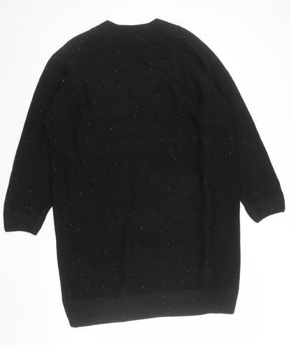 Beloved Women Black XL V-Neck Short Sleeve Sparkle Pullover Jumper