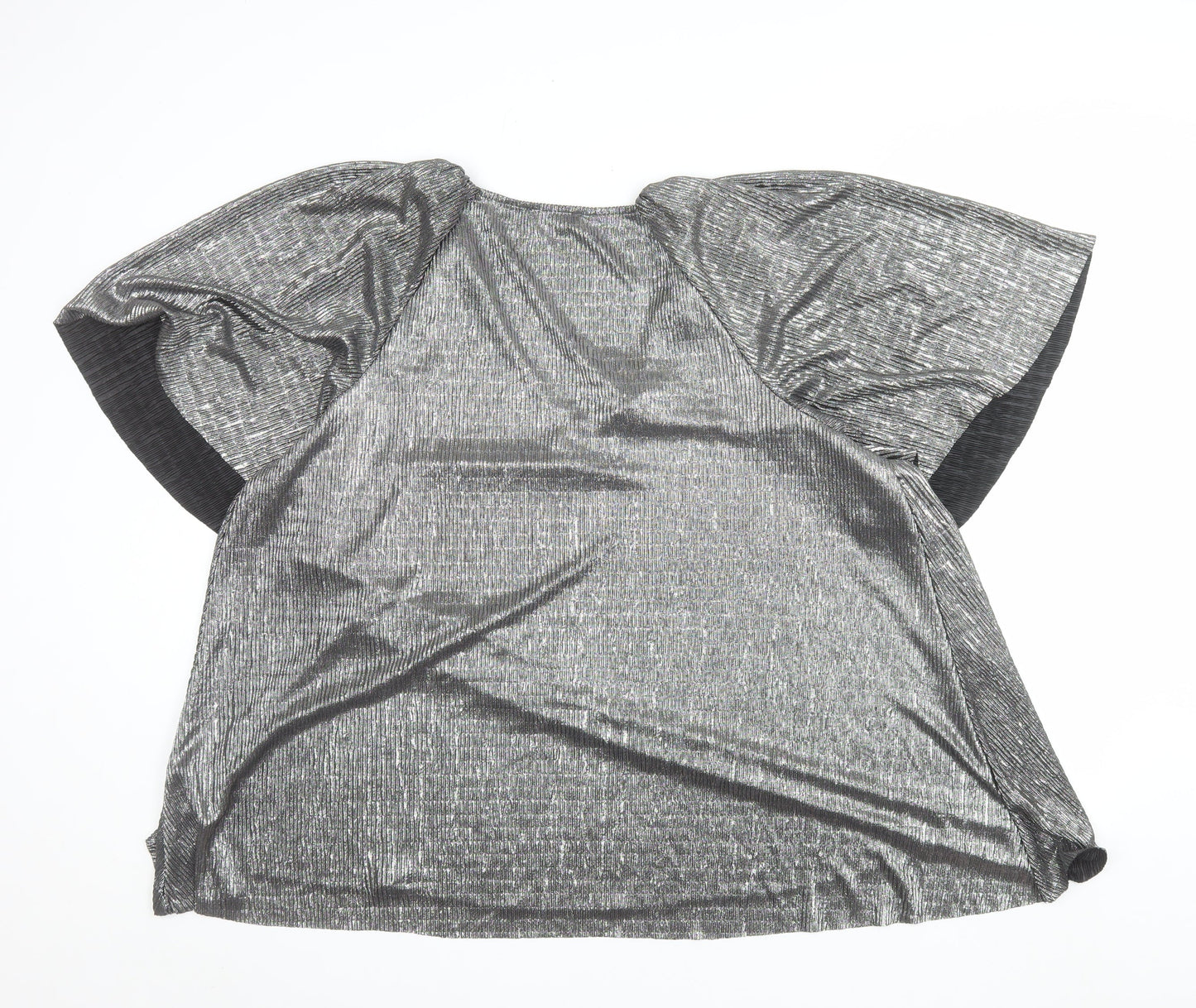 Papaya Curve Women Silver V-Neck Tunic Blouse Size 18