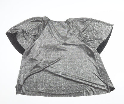 Papaya Curve Women Silver V-Neck Tunic Blouse Size 18