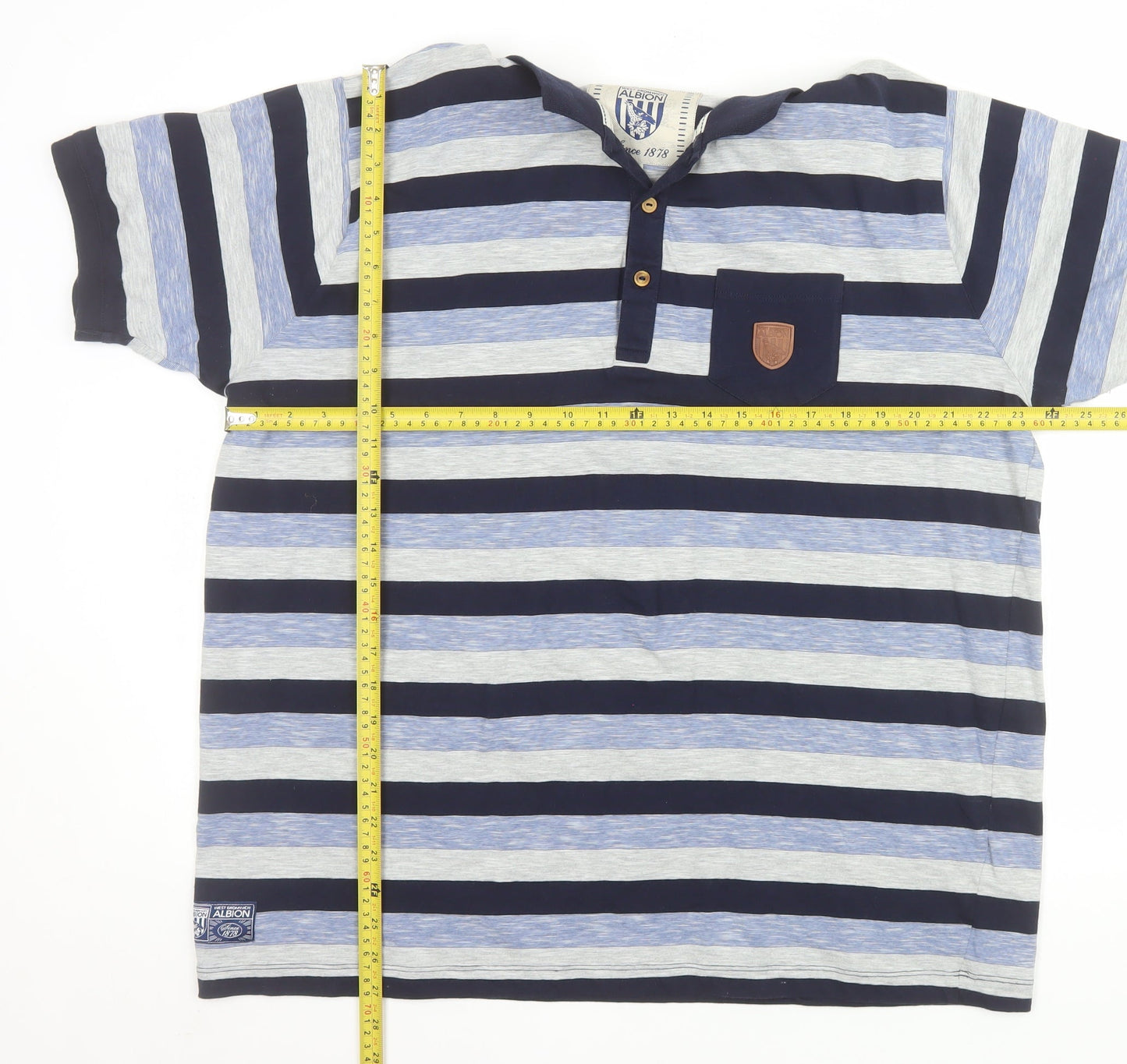 West Bromwich Albion Men’s Blue Striped 2XL Cotton Polo Shirt