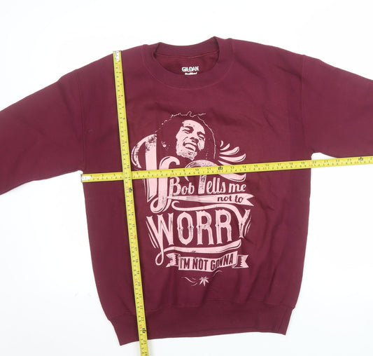 Gildan Men's Red Graphic Print Pullover Sweatshirt Small