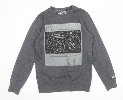 FCT07 Guys Crew Mens Grey XS Pullover Sweatshirt Graphic Print